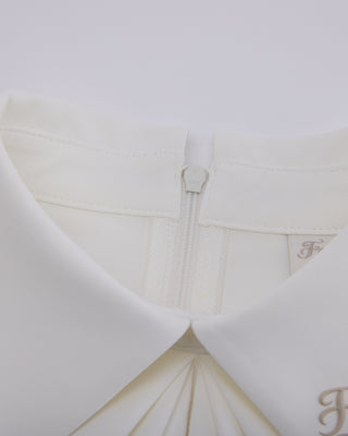 Front shirring short sleeve T Shirt (White)