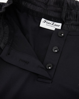 Shirring Ribbon High Neck T Shirt (Black)