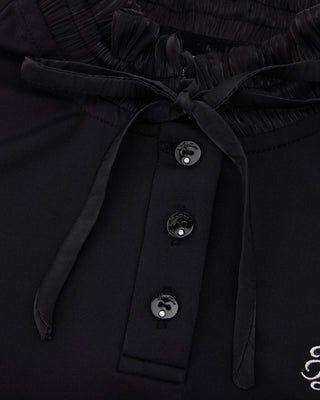 Shirring Ribbon High Neck T Shirt (Black)