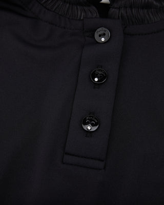 Shirring Ribbon High Neck T Shirt (Black)