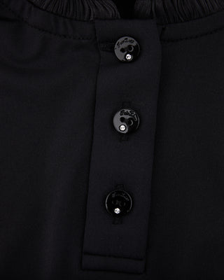 Shirring Ribbon High Neck T Shirt (Black)