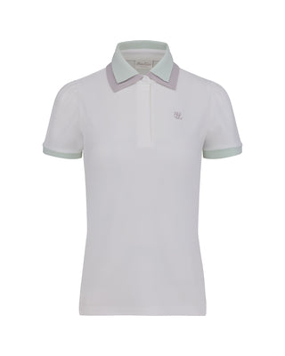 Double Color Collar T Shirt (White)