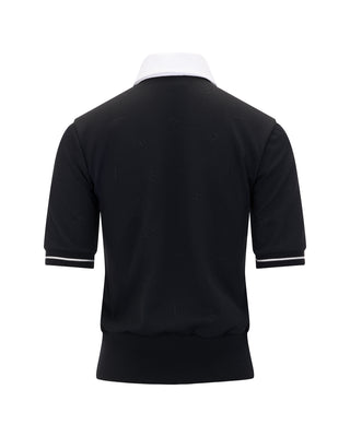 Lettering Jacquard T Shirt (Black)