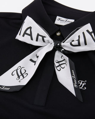 Lettering Scarf Short Sleeve T Shirt (Black)