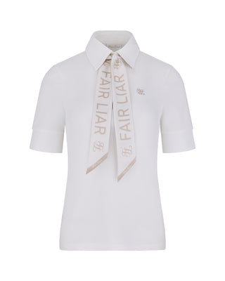 Lettering Scarf Short Sleeve T Shirt (White)