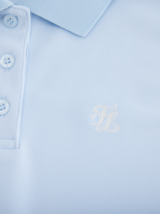 Fair Liar Loose Fit Polo Sleeveless T Shirt (Blue)