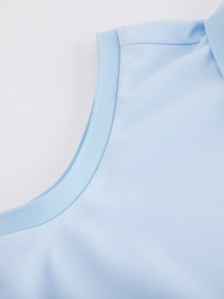 Fair Liar Loose Fit Polo Sleeveless T Shirt (Blue)