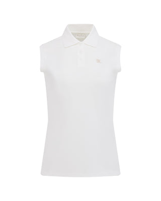 Fair Liar Loose Fit Polo Sleeveless T Shirt (White)