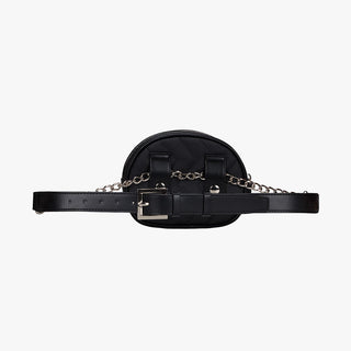 Pearl Chain Quilted Hip Bag (Black)
