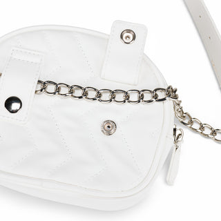 Pearl Chain Quilted Hip Bag (White)
