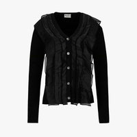 Organza V-neck cardigan (Black)