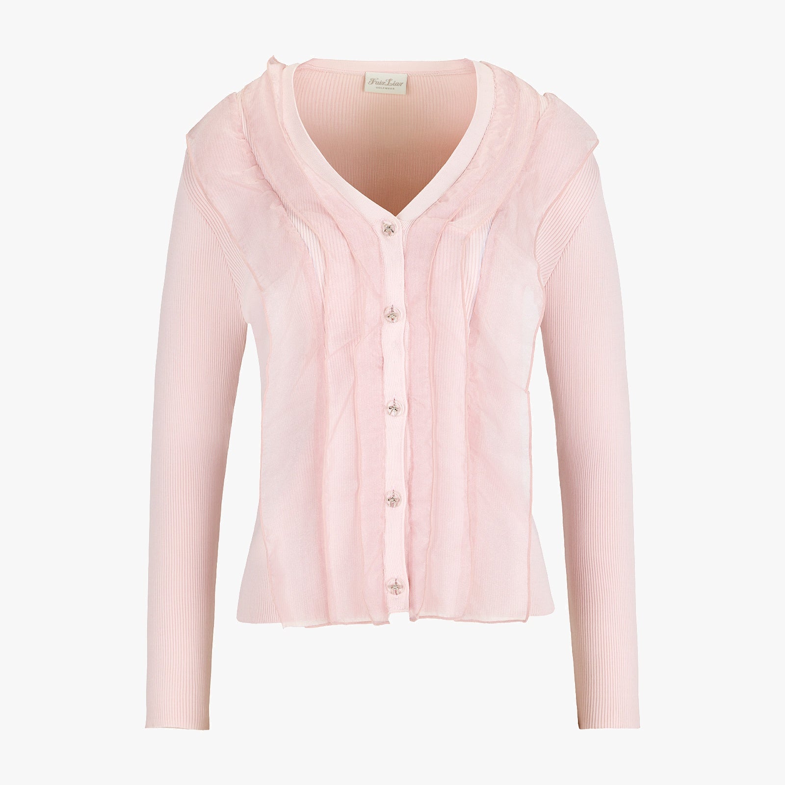 Organza V-neck cardigan (Coral)
