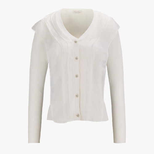 Organza V-neck cardigan (White)