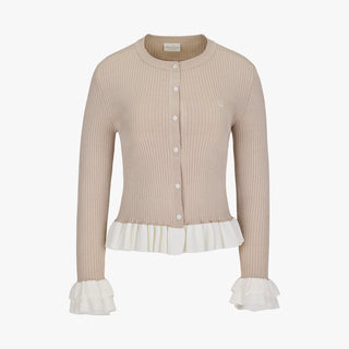 Ruffle Rib Cardigan (Beige)