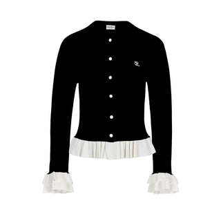 Ruffle Rib Cardigan (Black)