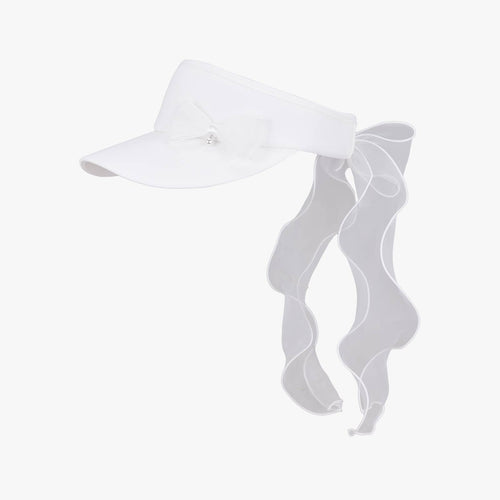 Pearl Ribbon Organza Visor (White)