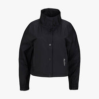 Sheer Shirred Zip-Up Jacket (Black)