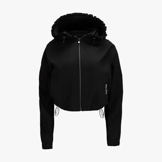 Frill Hooded Zipper Jacket (Black)