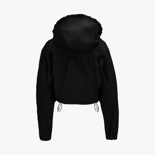 Frill Hooded Zipper Jacket (Black)