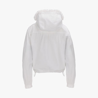 Frill Hooded Zipper Jacket (White)