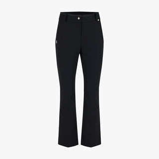 Pearl Button Stitch Semi-Bootcut Pants (Black)
