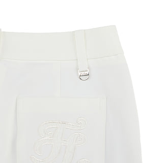Lace Slit Bootscut Pants (White)