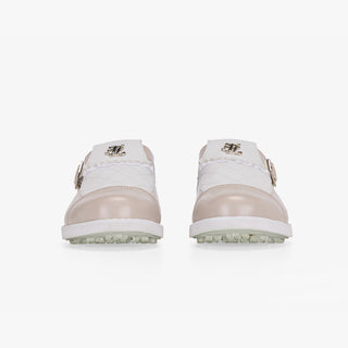 Quilted Buckle Loafers (Beige)