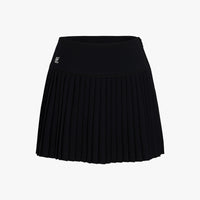 Crochet Flare Pleated Skirt (Black)