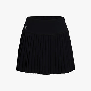 Crochet Flare Pleated Skirt (Black)