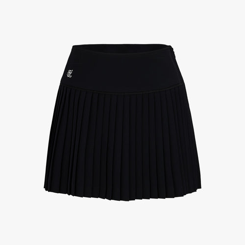 Crochet Flare Pleated Skirt (Black)