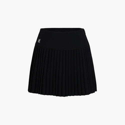 Crochet Flare Pleated Skirt (Black)