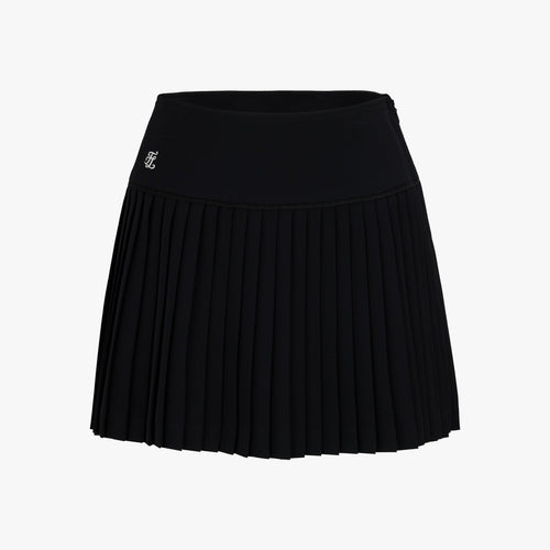 Crochet Flare Pleated Skirt (Black)