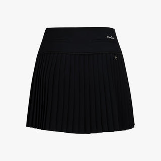 Crochet Flare Pleated Skirt (Black)