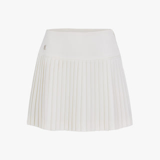 Crochet Flare Pleated Skirt (White)