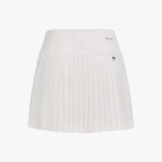 Crochet Flare Pleated Skirt (White)