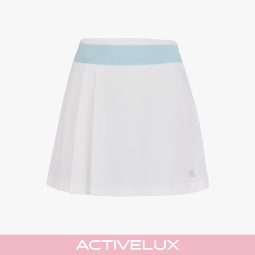 Pique Pleated Band Skirt (White)