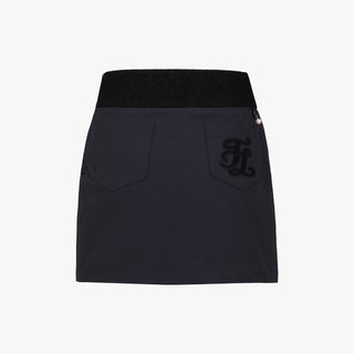 Lace H-line skirt (Black)