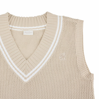Punched V-neck Vest (Beige)