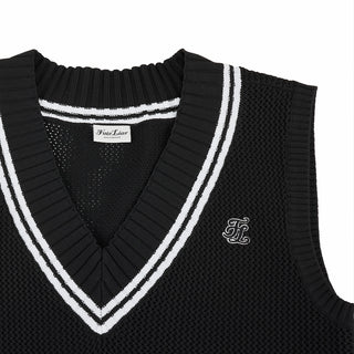 Punched V-neck Vest (Black)