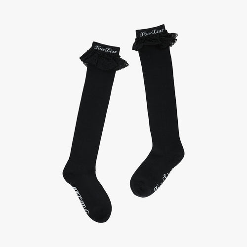 Lace Logo Knee Socks (Black)