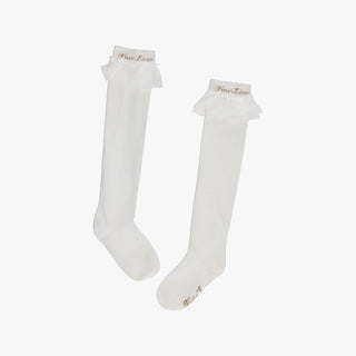 Lace Logo Knee Socks (White)