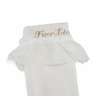 Lace Logo Knee Socks (White)