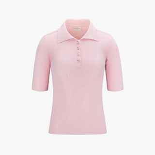 Ribbed Quarter Sleeve Knit (Coral)