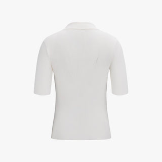 Ribbed Quarter Sleeve Knit (White)