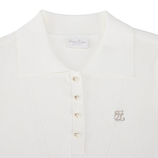 Ribbed Quarter Sleeve Knit (White)
