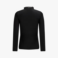 Sheer Shirring High Neck T-Shirt (Black)