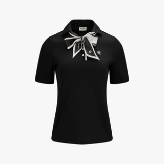 Scarf Set Open-neck T-Shirt (Black)