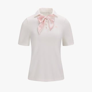 Scarf Set Open-neck T-Shirt (White)