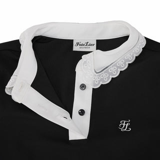 Eyelet Lace Collar T-shirt (Black)