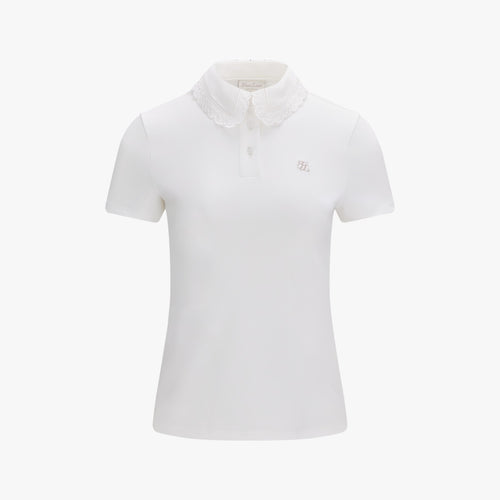 Eyelet Lace Collar T-shirt (White)